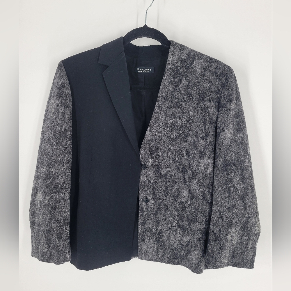 Marlowe Italian Made women's two‎ tone black gray blazer Size 14